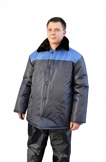 Куртка рабочая с м/в для защиты от пониженных температур (ткань оксфорд, синий+василек) (маркировано!)