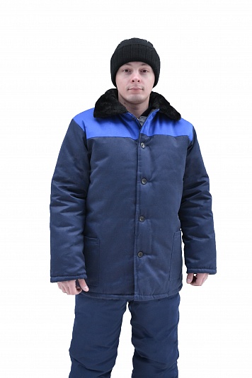 Куртка рабочая с м/в для защиты от пониженных температур (ткань смесовая, синий+василек) (маркировано!)
